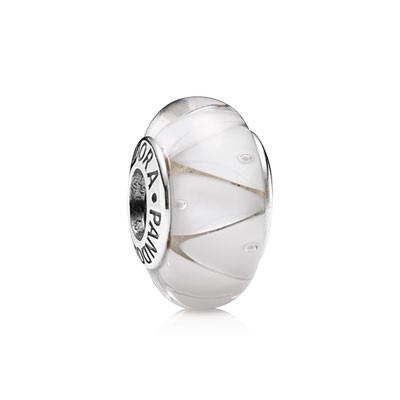 Pandora White Looking Glass Murano Charm