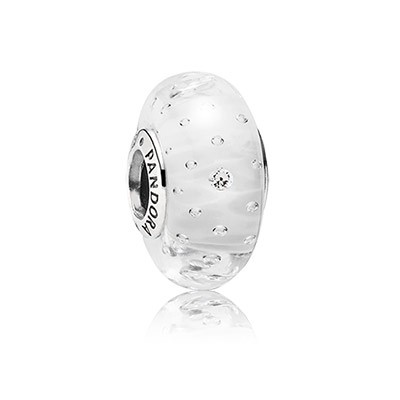 Pandora White Fizzle Murano Glass Charm