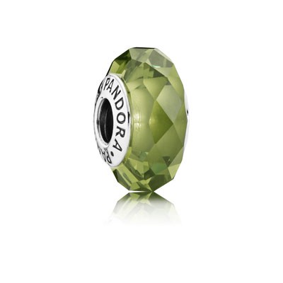 Pandora Abstract silver charm with faceted light green crystal