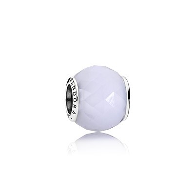 Pandora Geometric Facets with Opalescent White Crystal Charm