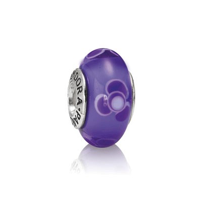 Pandora Purple Flower Glass Charm