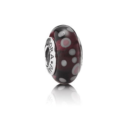 Pandora Murano Glass Beads Black Glass with White Dots