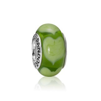 Pandora Murano Glass Beads Green Flowers