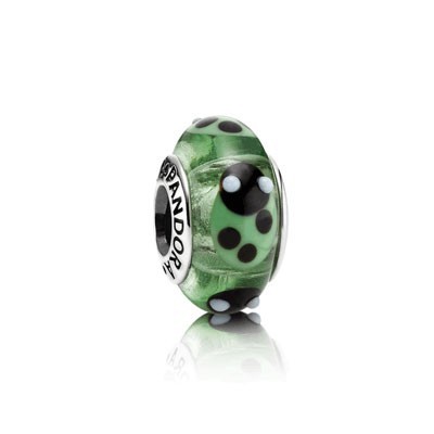 Pandora Murano Glass Beads Green with Black Green Ladybug