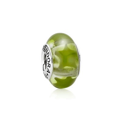 Pandora Murano Glass Beads Green with Green Star