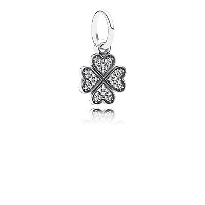 Pandora Symbol of Lucky in Love Shamrock with Clear CZ Pendant