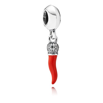 Pandora Corno (Cornicello) with Red Enamel Dangle