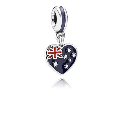 Pandora Australian Heart Flag with Enamel Dangle