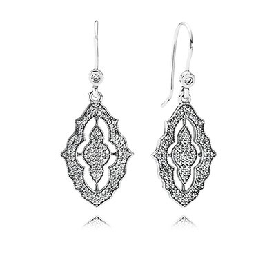 Pandora Sparkling Lace with Clear CZ Dangle Earrings