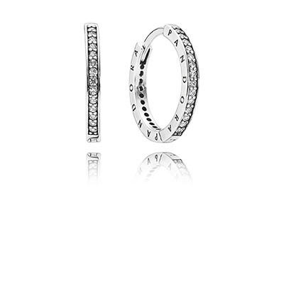 Pandora Signature with Clear CZ Hoop Earrings