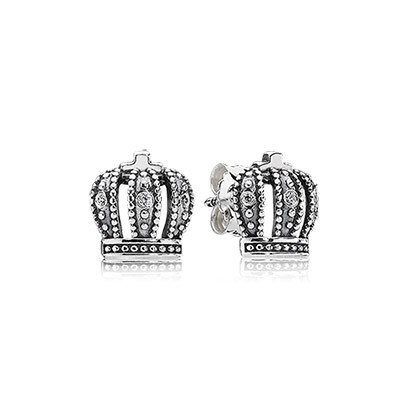 Pandora Royal Crown with Clear CZ Stud Earrings