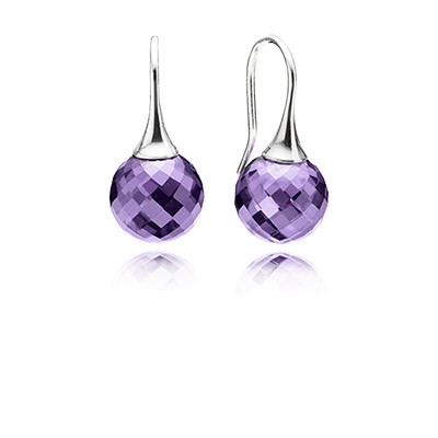 Pandora Earrings Morning dew purple cz