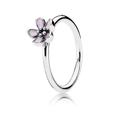 Pandora Cherry Blossom with Pink Enamel Stackable Ring