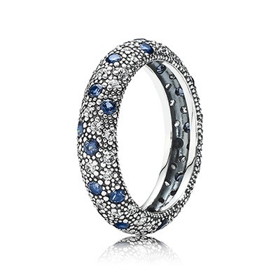 Pandora Cosmic Stars with Clear CZ and Midnight Blue Crystal Rin