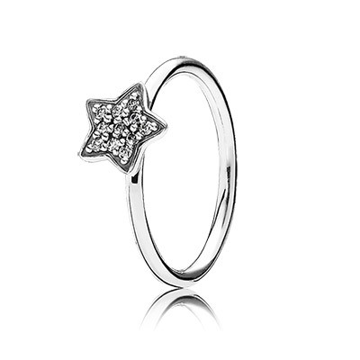 Pandora Star silver ring with pave set cubic zirconia