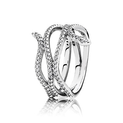 Pandora Shimmering Delicate Rose with Clear CZ Ring