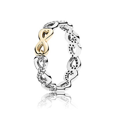 Pandora Infinite Love with Clear CZ and 14K plated Ring