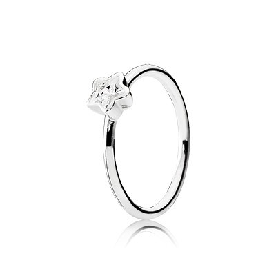 Pandora Silver Star Ring with Clear Cz