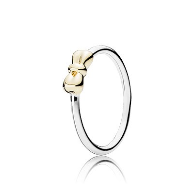 Pandora Silver Ring with 14k Solid Gold Bow