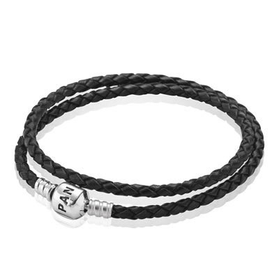 Pandora Black Double Braided Leather Bracelet