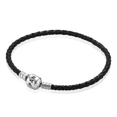 Pandora Black Single Braided Leather Bracelet