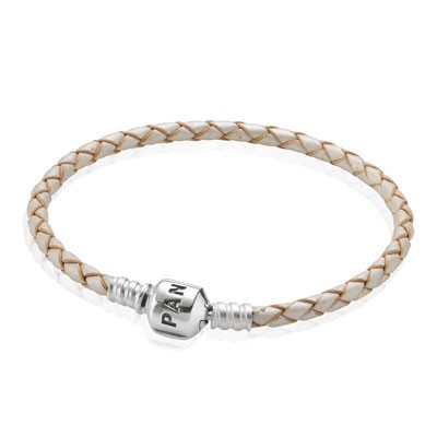 Pandora Champagne Single Braided Leather Bracelet