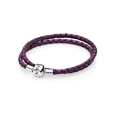 Pandora Purple Double Braided Leather Bracelet