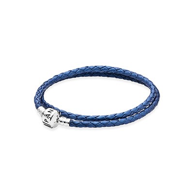Pandora Blue Double Braided Leather Bracelet