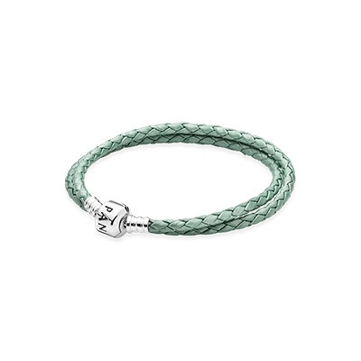 Pandora Green Double Braided Leather Bracelet