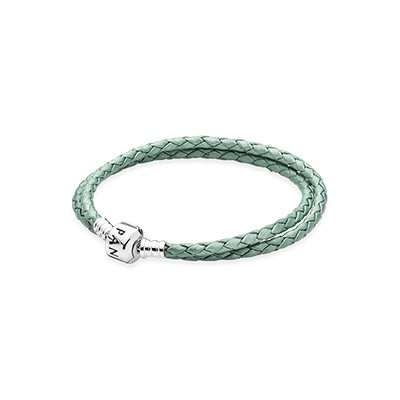 Pandora Green Single Braided Leather Bracelet