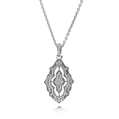 Pandora Sparkling Lace with Clear CZ Necklace