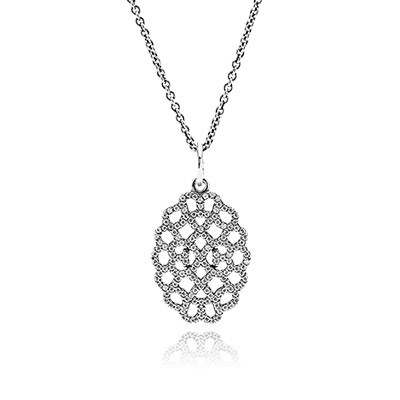 Pandora Shimmering Lace with Clear CZ Necklace