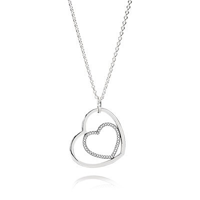 Pandora Hearts silver pendant with cubic zirconia and necklace