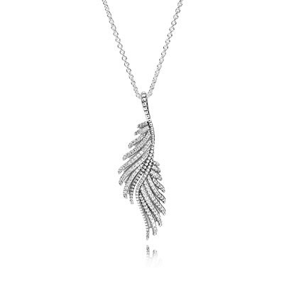 Pandora Majestic Feathers with Clear CZ Necklace