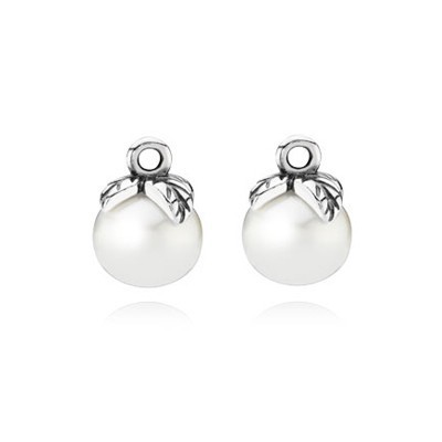 Pandora Pearl White on Glass Beads Earrings Silver