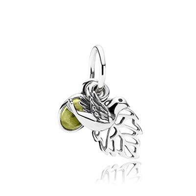 Pandora Peridot Forest Trinity Pendant Charm Silver