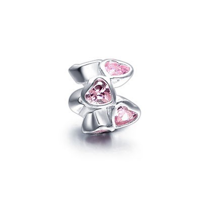 Pandora Pink Heart Flowers Crystal Bead Charm
