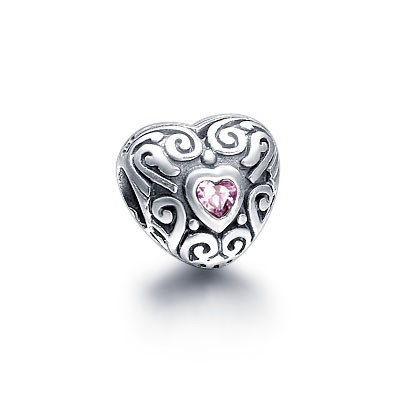 Pandora Pink Heart Gems Bead Charm