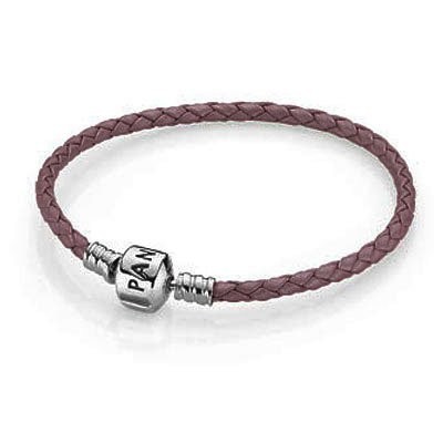 Pandora Pink Single Braided Leather Bracelet