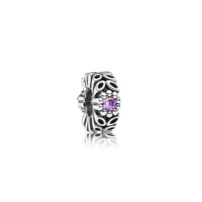 Pandora Purple CZ Twice As Nice Spacer Charm Silver