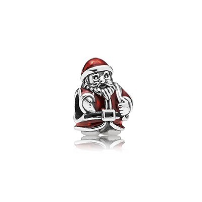 Pandora Red Enamel St. Nick Charm Silver