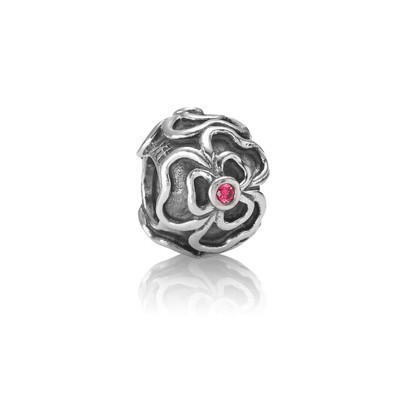 Pandora Red Flowers Gems Bead Charm