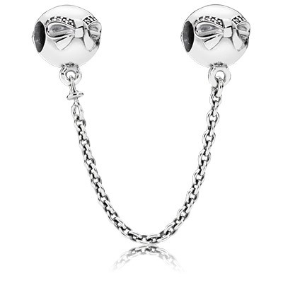 Pandora Dainty Bow With Clear CZ Safety Chain