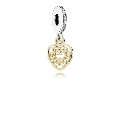 Pandora Magnificent Heart with 14K and Clear CZ Dangle