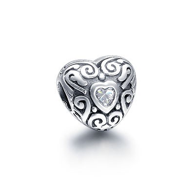 Pandora White Heart Gems Bead Charm