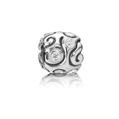 Pandora White Pattern Gems Bead Charm 925 Silver