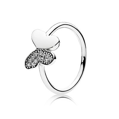 Pandora Butterfly silver ring with clear cubic zirconia