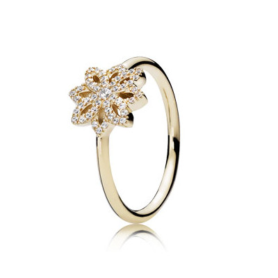 Pandora Floral ring in 14k with clear cubic zirconia