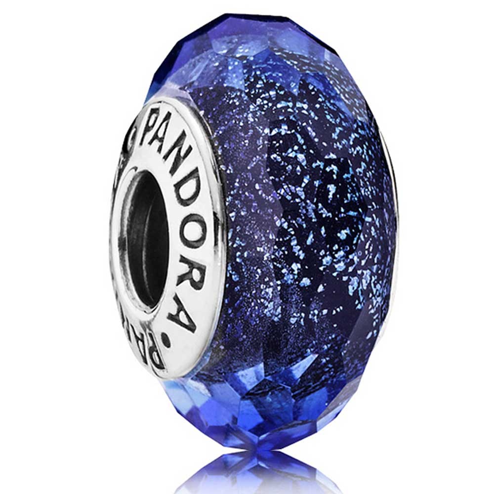 Pandora Silver Iridescent Blue Faceted Glass Charm 791646