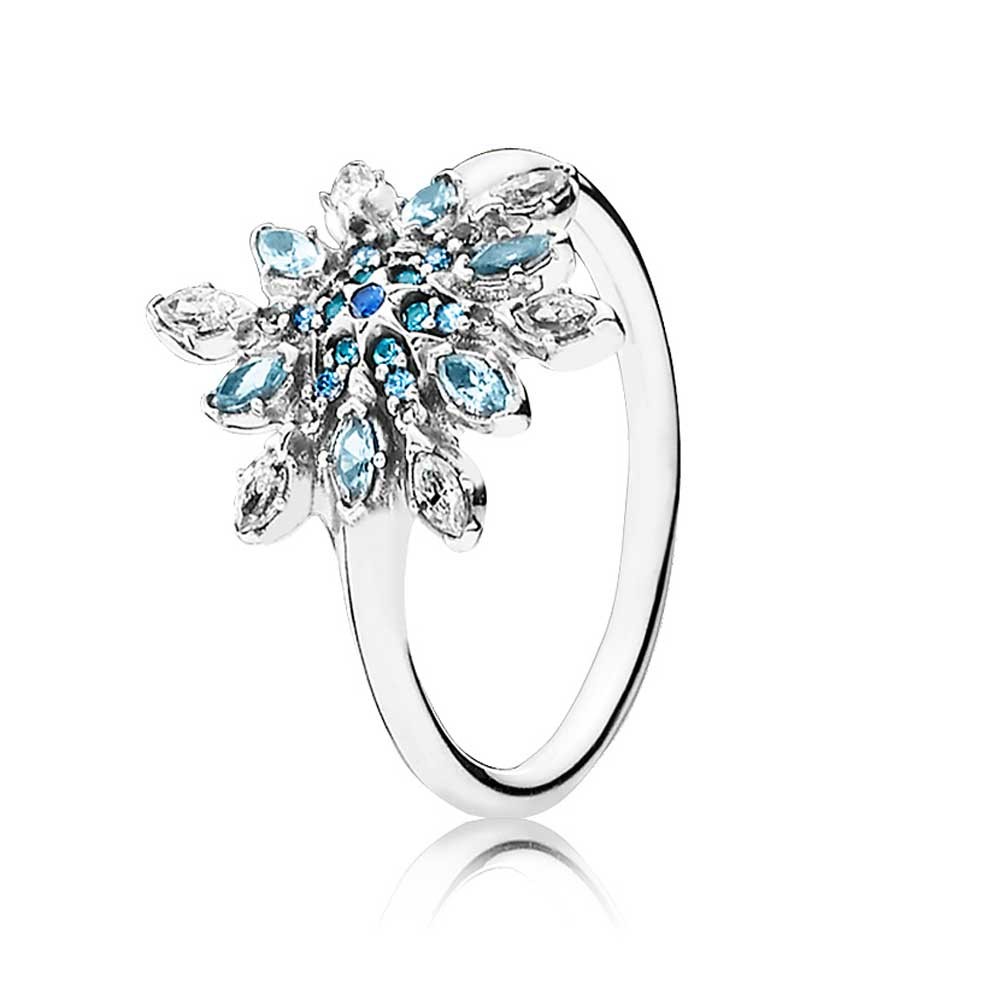 Pandora Silver Blue Crystal Snowflake Ring